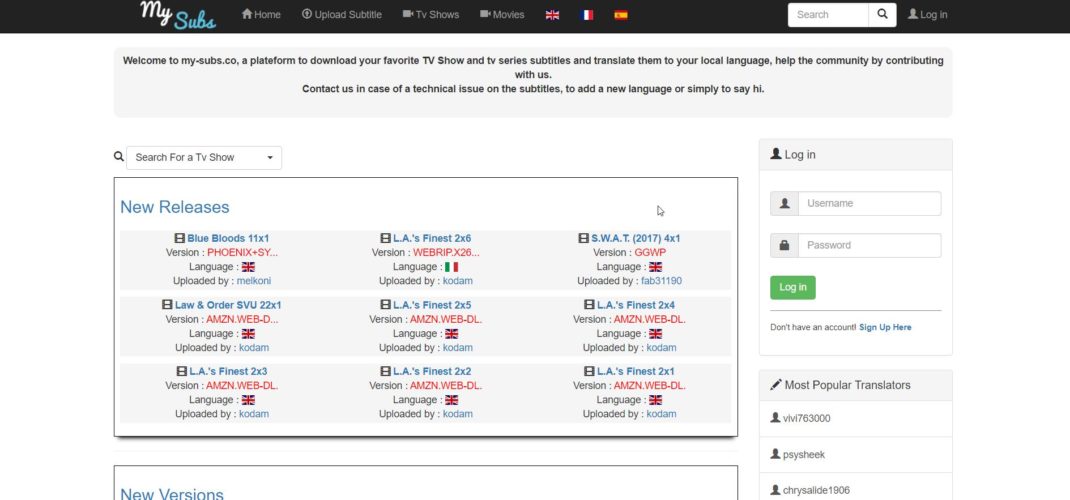 Subtitles for TV Shows and movies in multiple languages - my-subs.co