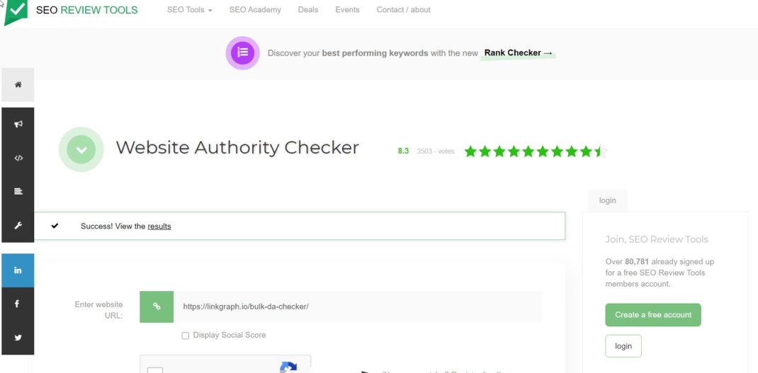 SEO reviews tools domain authority checker