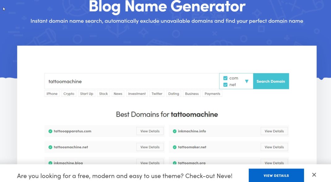 Themeisle Blog Name Generator - Find Good Domain Name Ideas in 2020